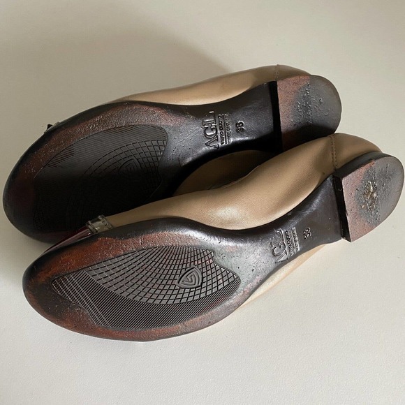AGL Attilio Giusti Leombruni Ballet Flat Red Cap Toe Beige Leather Class… - Picture 10 of 10